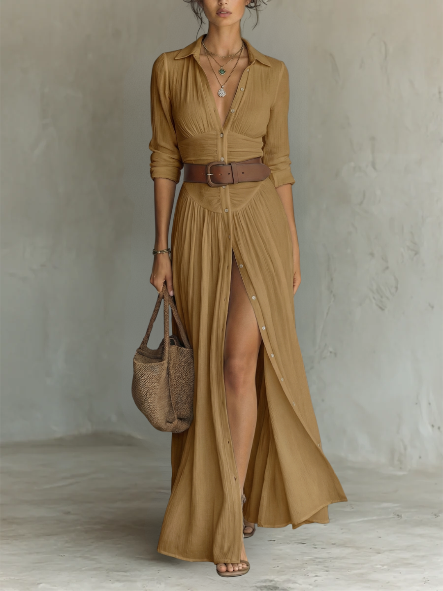 Maxi-jurk voor dames met knopenlijst