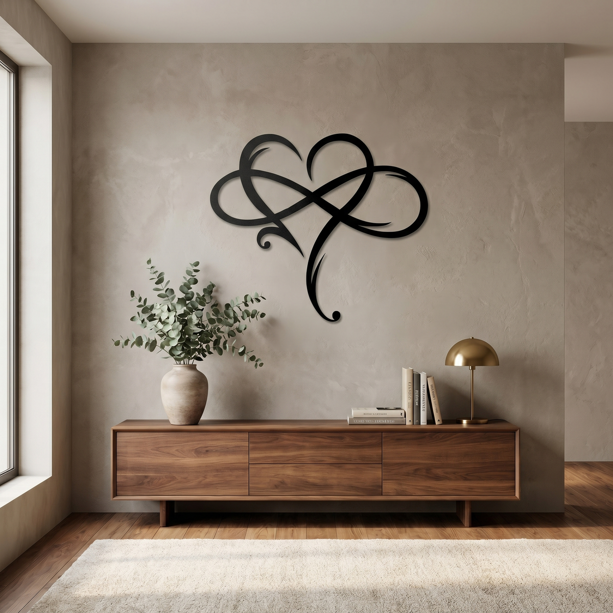 Metalen Wanddecoratie Oneindig Hart | Oneindigheids- & Hartsymbool | Elegante Wanddecoratie