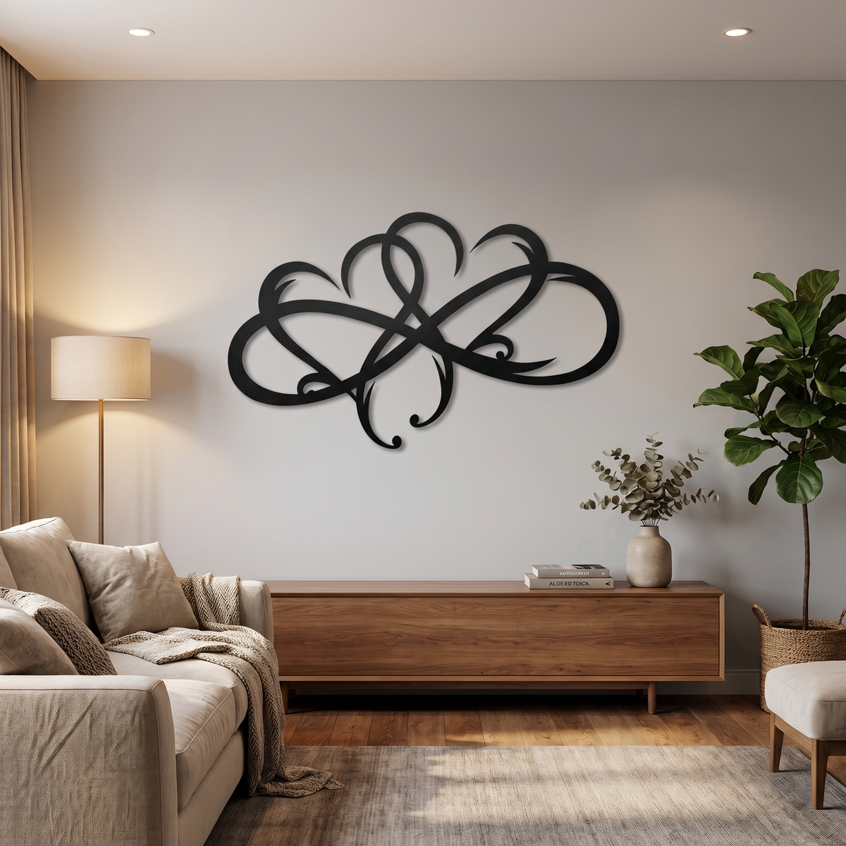 Metalen Wanddecoratie Oneindig Hart | Oneindigheids- & Hartsymbool | Elegante Wanddecoratie