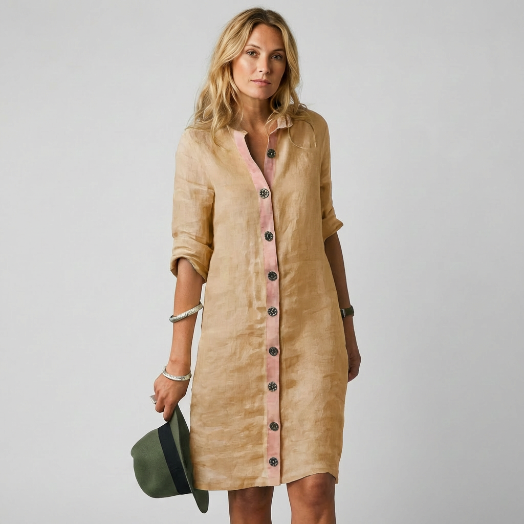 Midi-blousejurk met knopenlijst