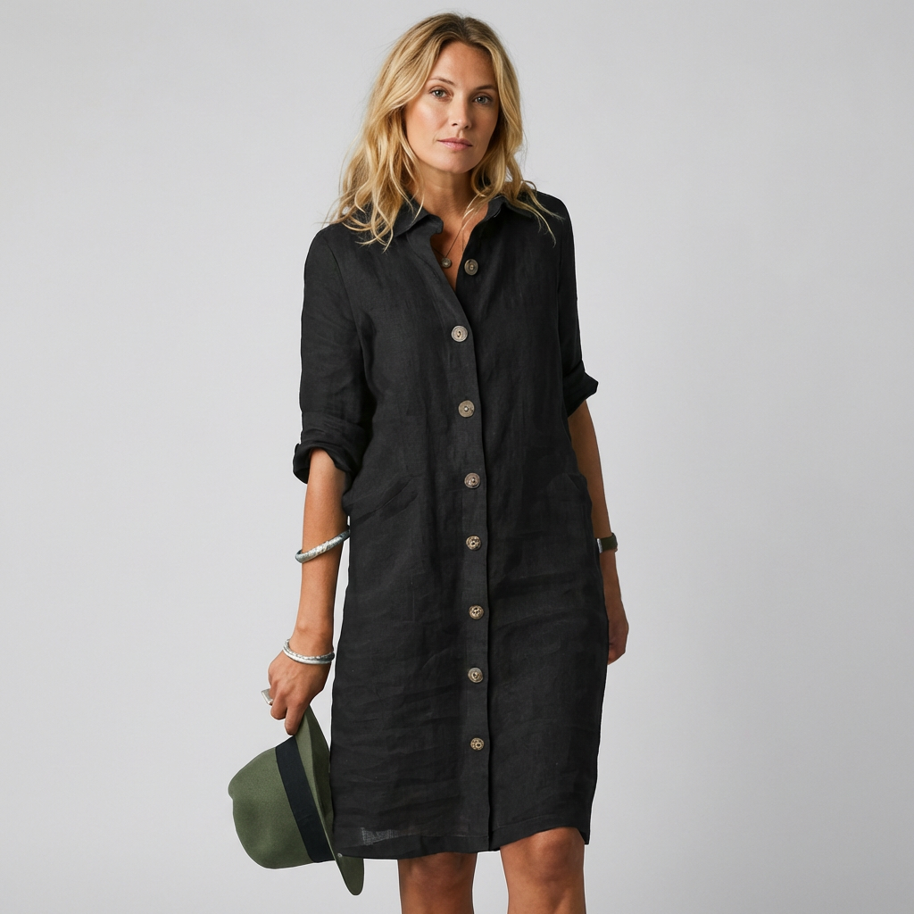 Midi-blousejurk met knopenlijst