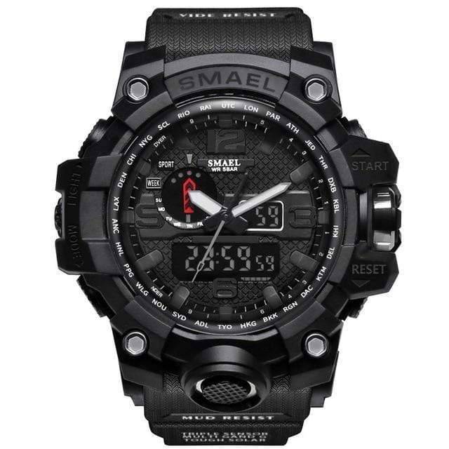 Militair horloge met dubbele analoge en digitale tijdweergave