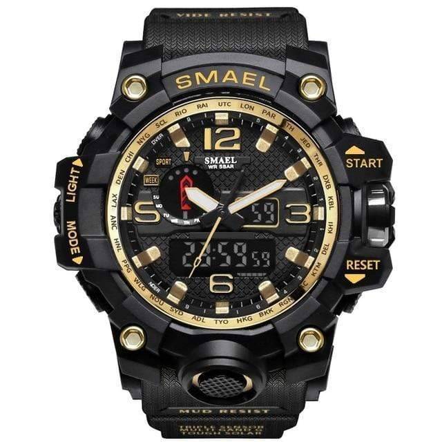 Militair horloge met dubbele analoge en digitale tijdweergave