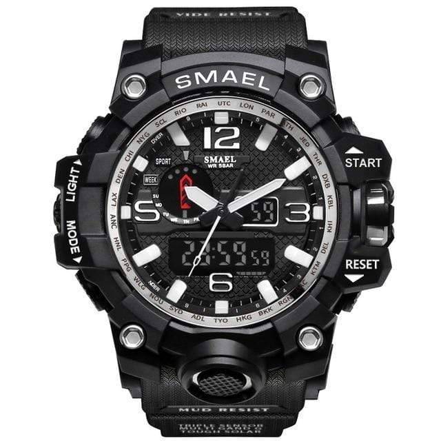 Militair horloge met dubbele analoge en digitale tijdweergave