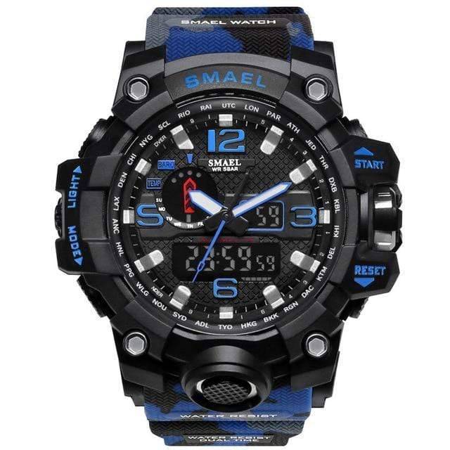 Militair horloge met dubbele analoge en digitale tijdweergave