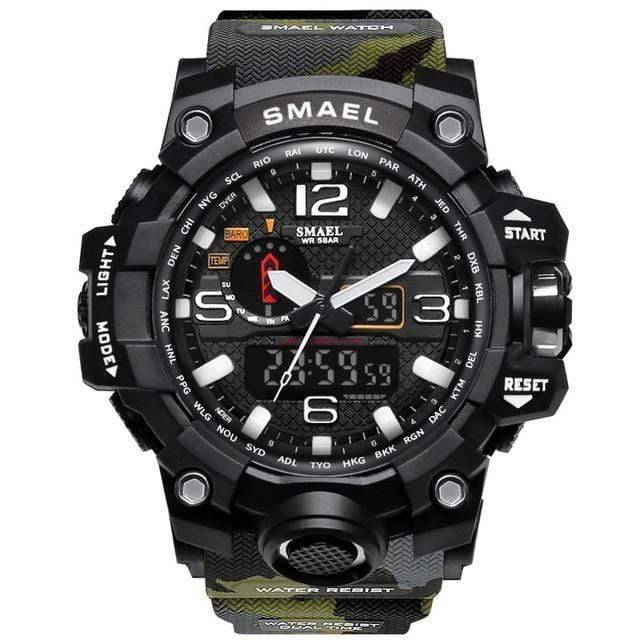 Militair horloge met dubbele analoge en digitale tijdweergave