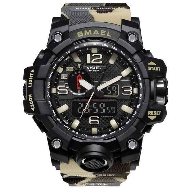 Militair horloge met dubbele analoge en digitale tijdweergave