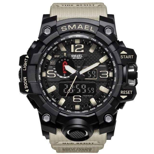 Militair horloge met dubbele analoge en digitale tijdweergave