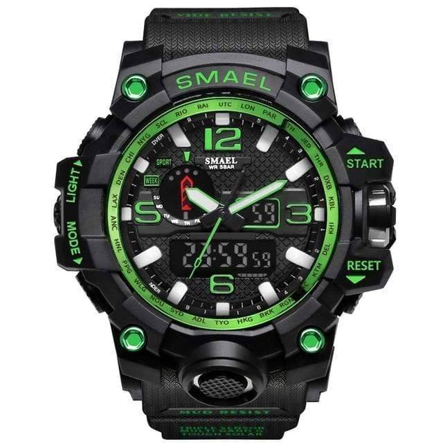Militair horloge met dubbele analoge en digitale tijdweergave