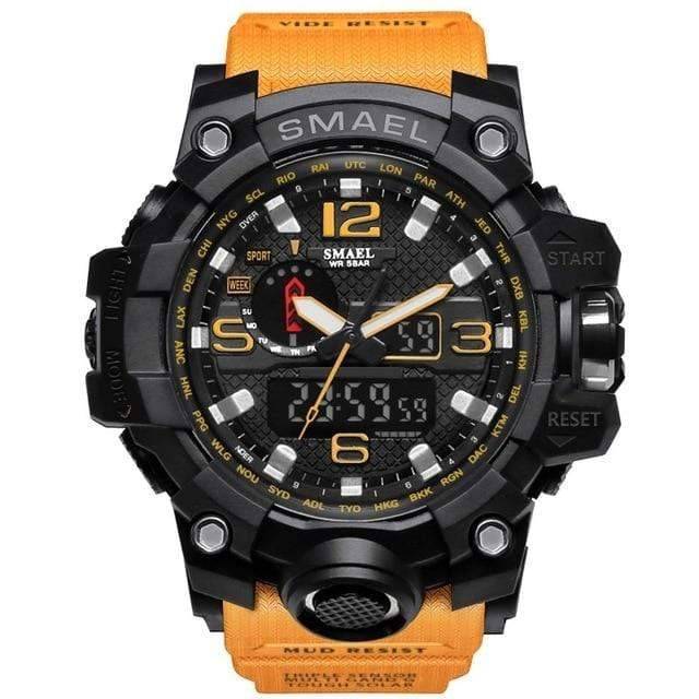 Militair horloge met dubbele analoge en digitale tijdweergave