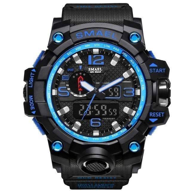 Militair horloge met dubbele analoge en digitale tijdweergave