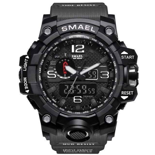 Militair horloge met dubbele analoge en digitale tijdweergave