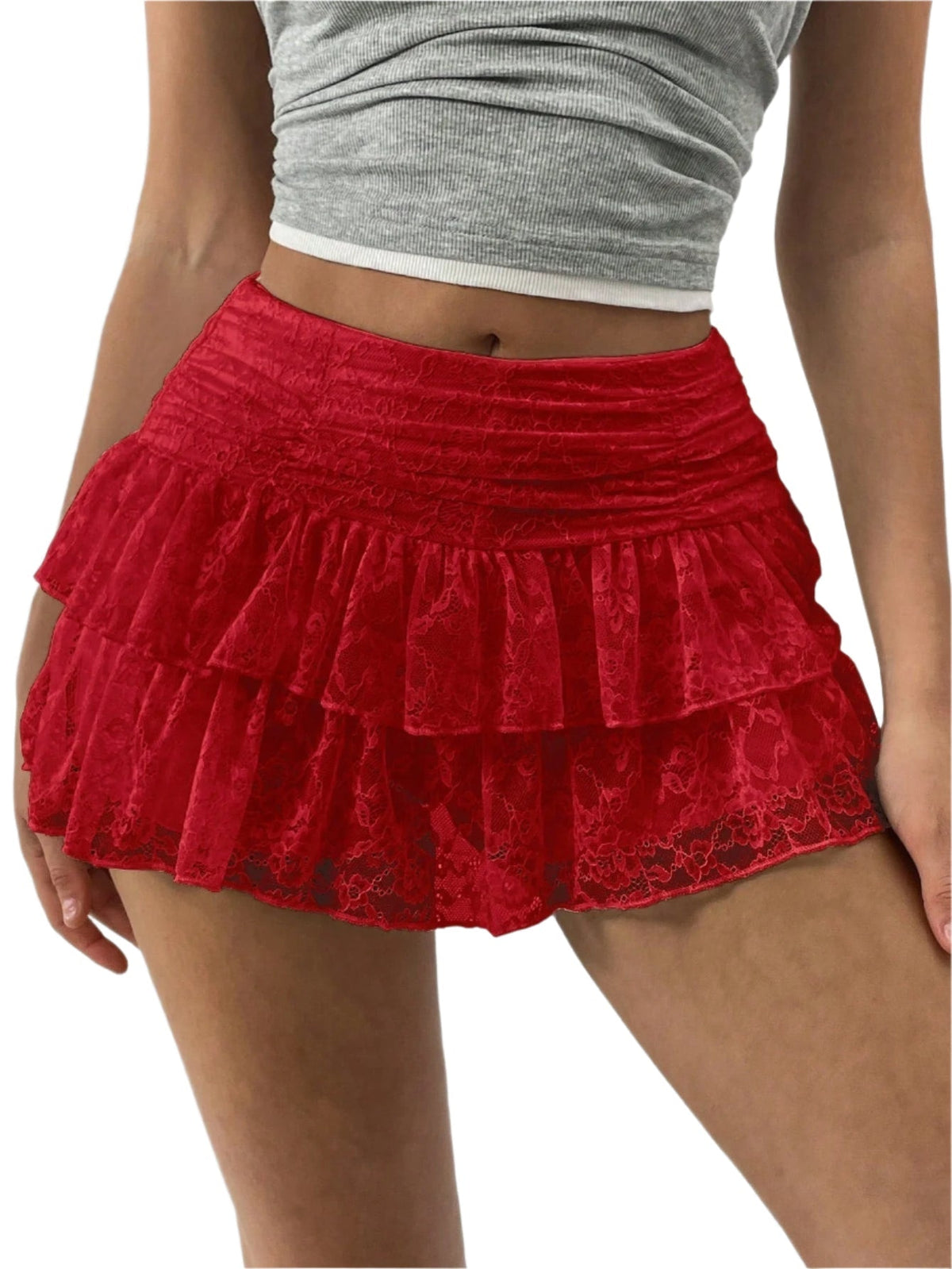 Mini-rok met roesjes en brede tailleband voor dames – Herfsteditie