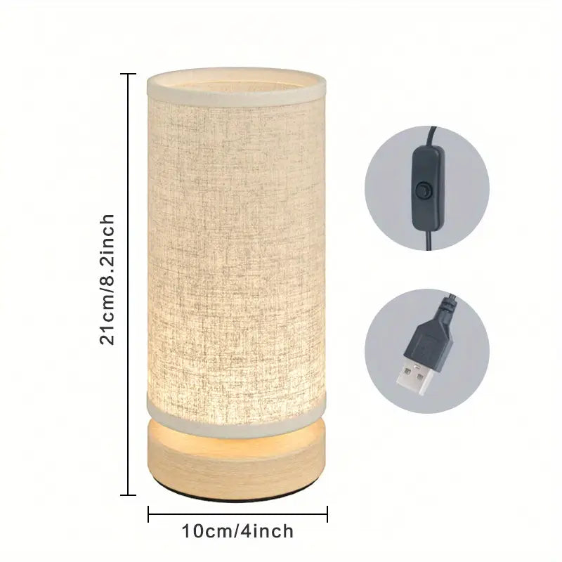 Minimalistische houten tafellamp en nachtlamp met zacht warm licht