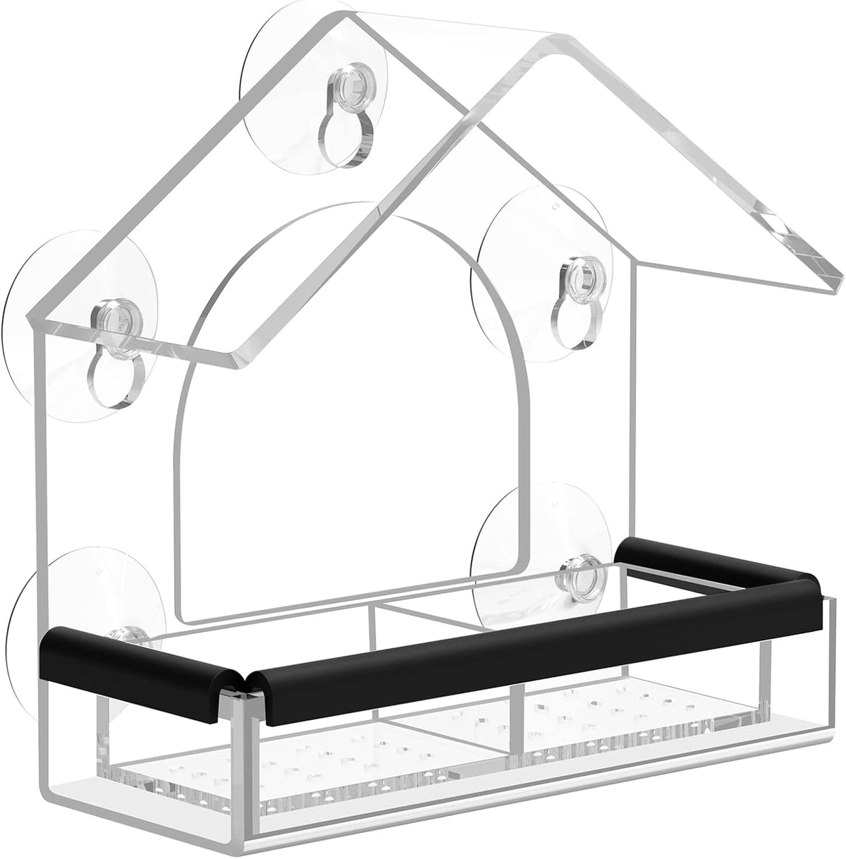 Modern acryl vogelhuisje voor het raam met zuignappen – ideaal voor het observeren van dieren, gemakkelijk te reinigen, 18 x 12,5 cm