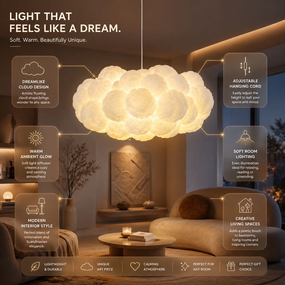 Moderne Hanglamp - Witte Wolk Kroonluchter