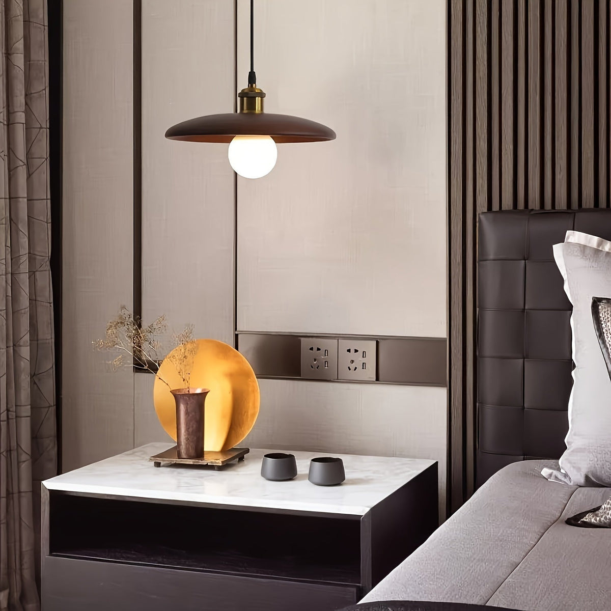 Moderne Noordse hanglamp van massief hout | Scandinavische plafonnière