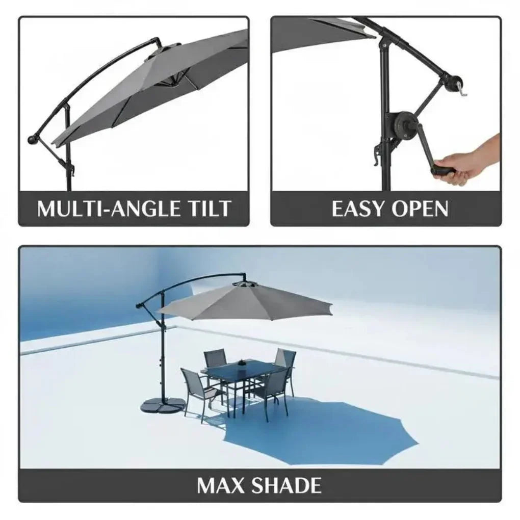 Moderne Outdoor Zon Parasol met Eenvoudig Draaimechanisme
