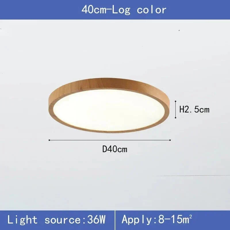 Moderne ronde ultradunne houten led-plafondlamp