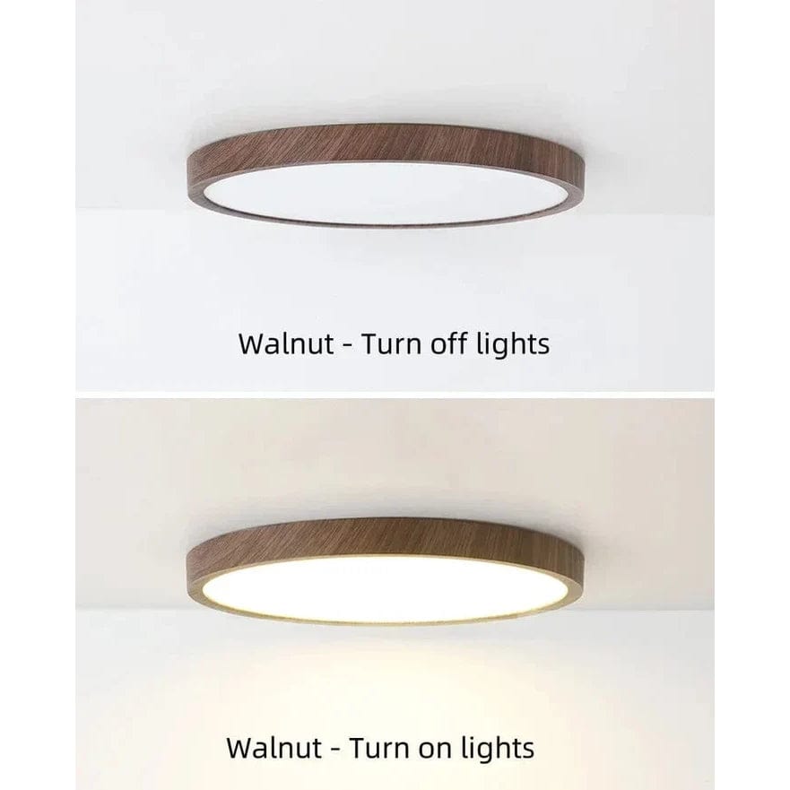 Moderne ronde ultradunne houten led-plafondlamp