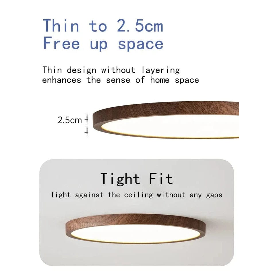 Moderne ronde ultradunne houten led-plafondlamp