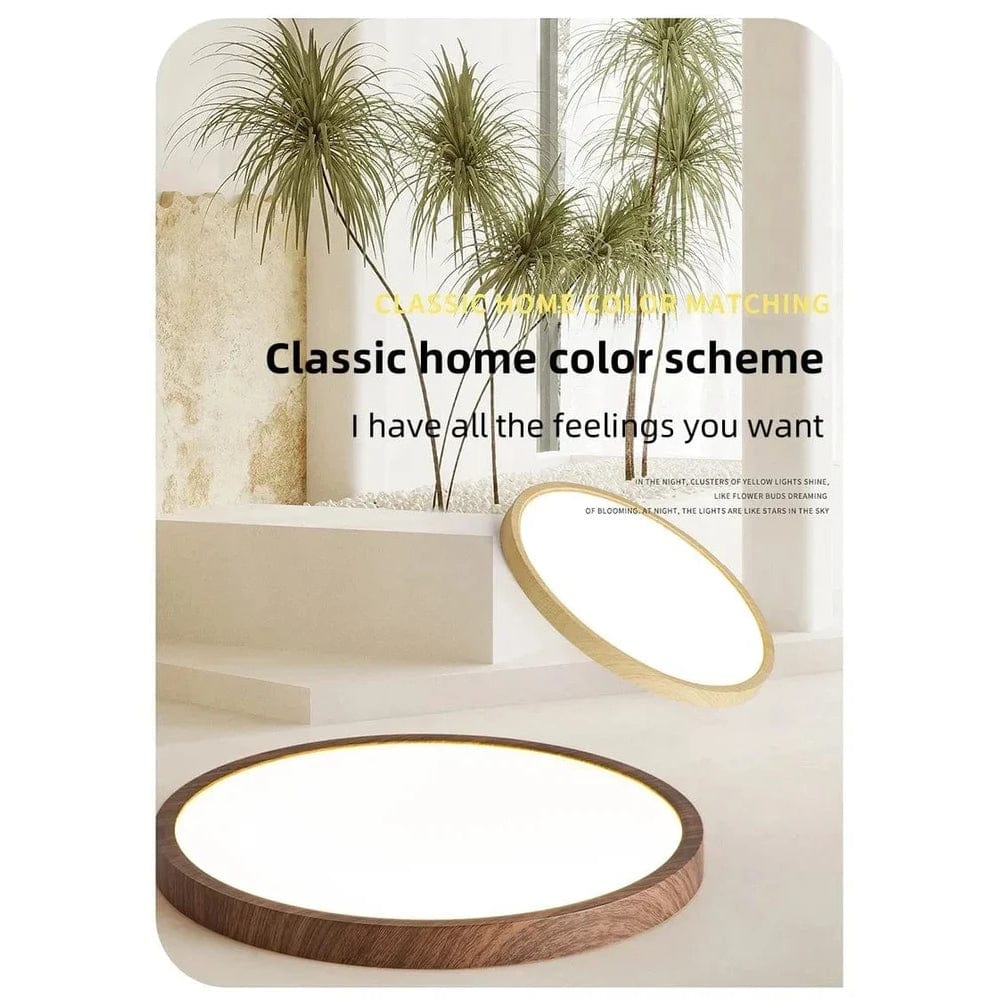 Moderne ronde ultradunne houten led-plafondlamp