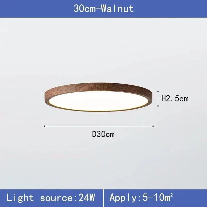 Moderne ronde ultradunne houten led-plafondlamp