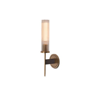 Moderne wandlamp met geribbeld glas en koperen afwerking – hoogte 30 cm