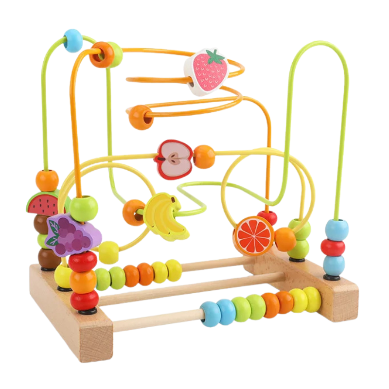 Montessori houten kralenspiraal voor baby's - educatief speelgoed