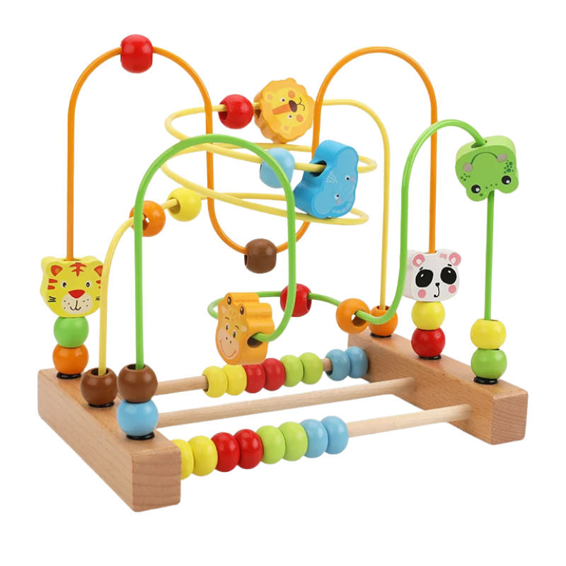 Montessori houten kralenspiraal voor baby's - educatief speelgoed