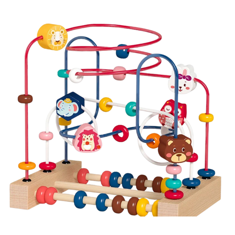 Montessori houten kralenspiraal voor baby's - educatief speelgoed