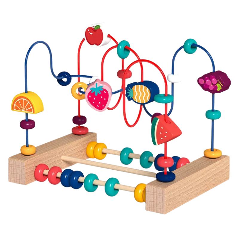 Montessori houten kralenspiraal voor baby's - educatief speelgoed