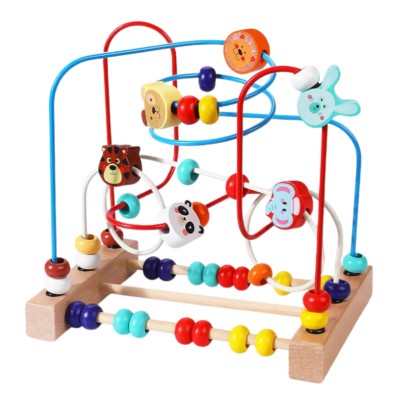 Montessori houten kralenspiraal voor baby's - educatief speelgoed