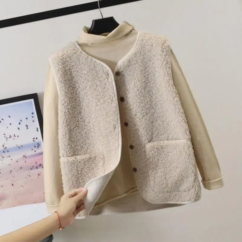 Mouwloos Gebreid Damesgilet met Knopen