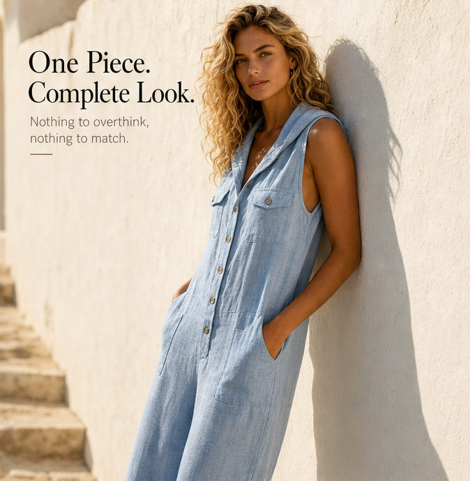 Mouwloze jumpsuit met capuchon