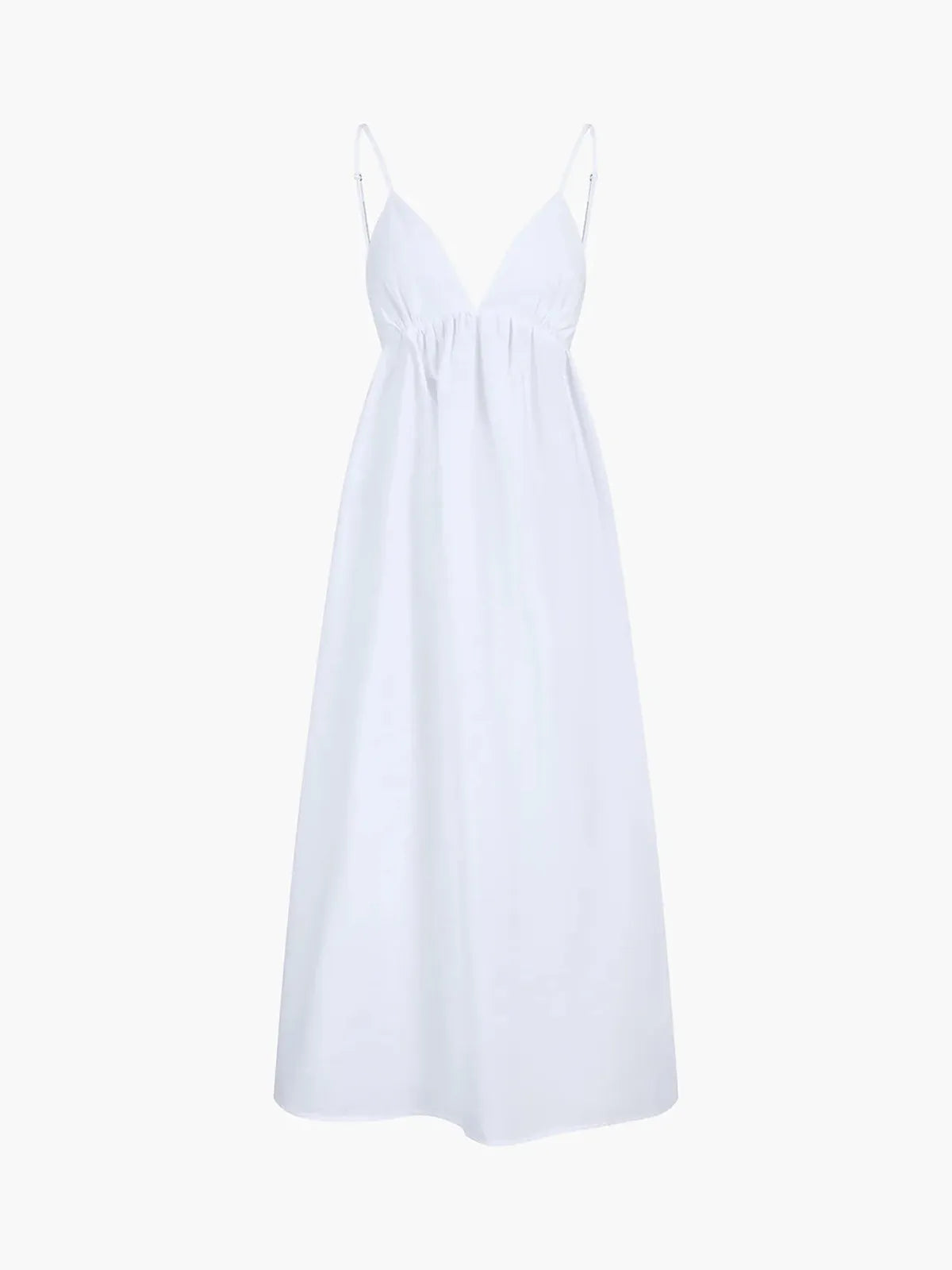 Mouwloze maxi-jurk met open rug en V-hals