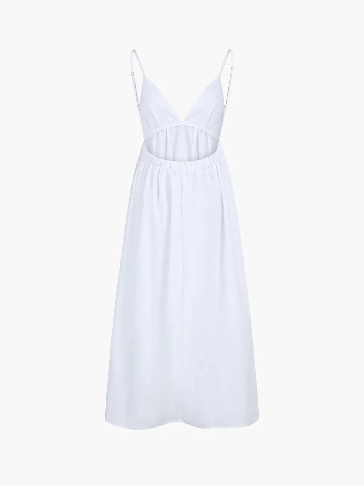 Mouwloze maxi-jurk met open rug en V-hals