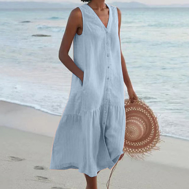 Mouwloze midi-jurk voor dames