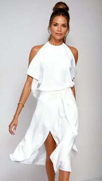Mouwloze midi-slipdress voor dames met halternek