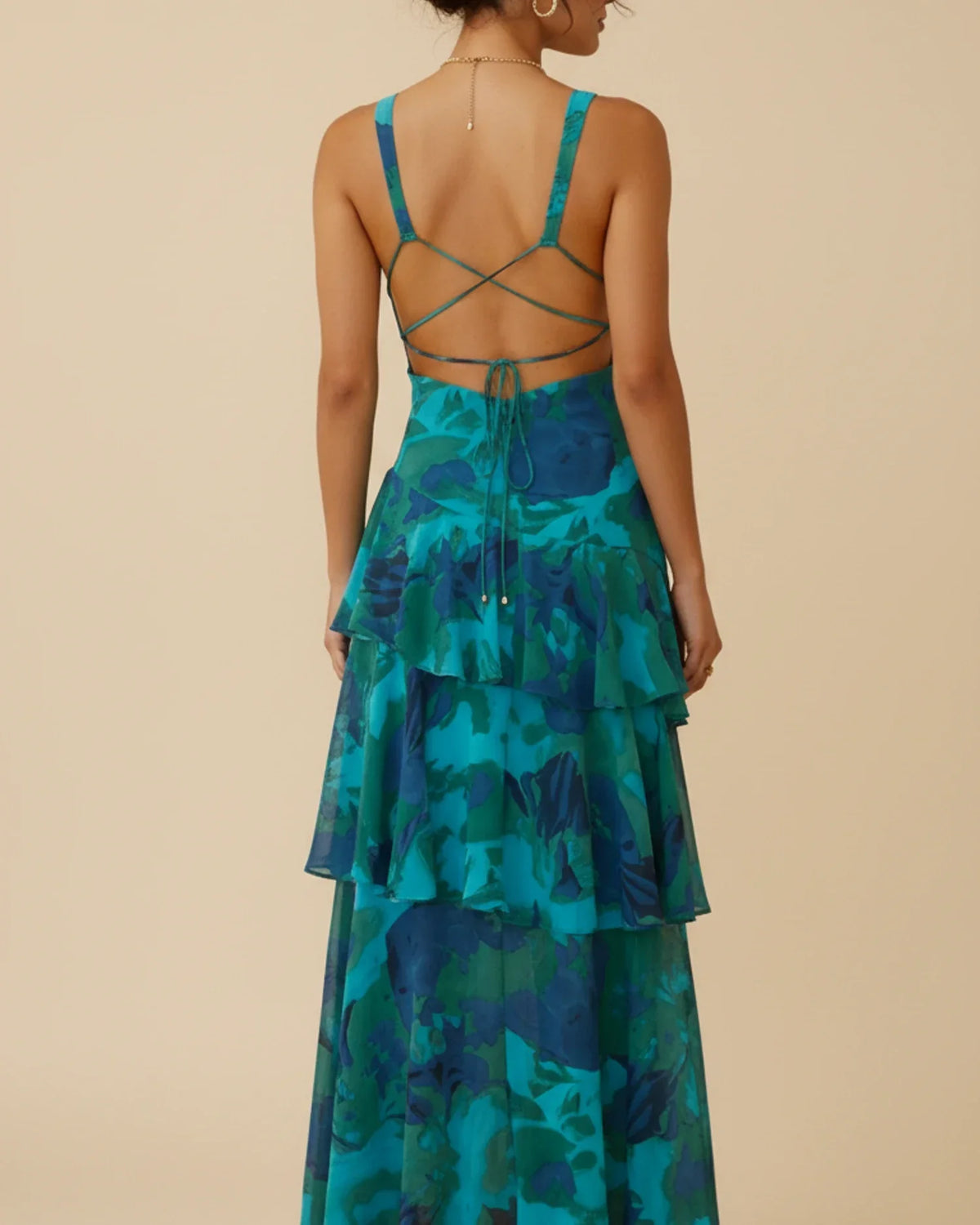Mouwloze stroken-maxi-jurk met bloemenprint voor dames