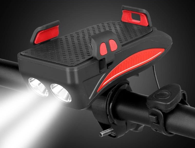 Multifunctionele fiets-telefoonhouder met lamp en powerbank