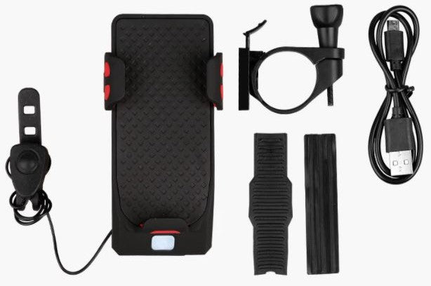 Multifunctionele fiets-telefoonhouder met lamp en powerbank