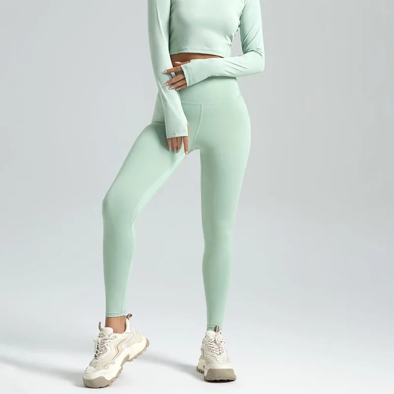 Naadloze sportlegging met hoge taille en push-upeffect voor dames - voor yoga en fitness