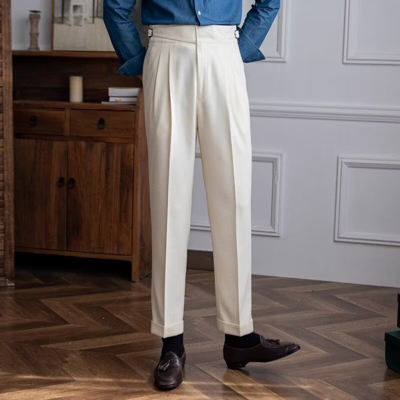 Nette herenbroek met hoge taille en plooien