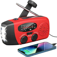 Noodradio met zwengel en zonnepaneel