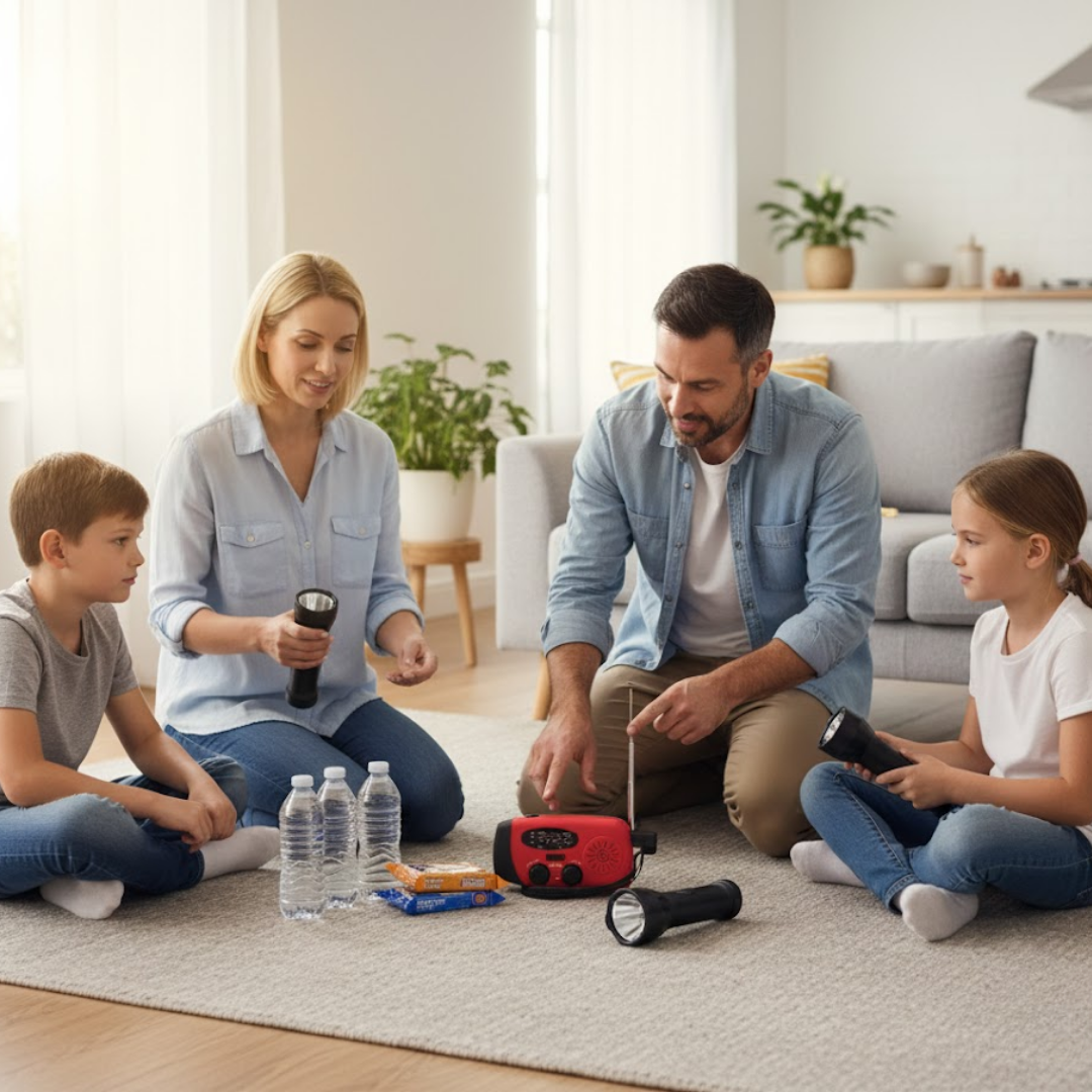 Noodradio met zwengel en zonnepaneel