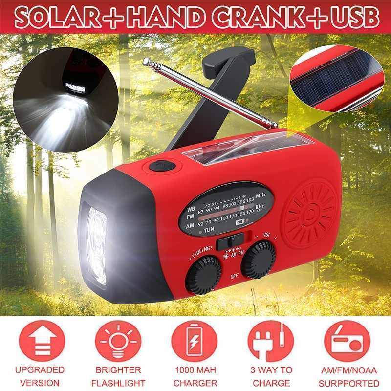 Noodradio met zwengel, zaklamp & powerbank