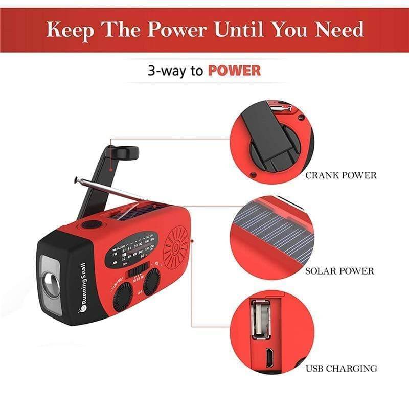 Noodradio met zwengel, zaklamp & powerbank