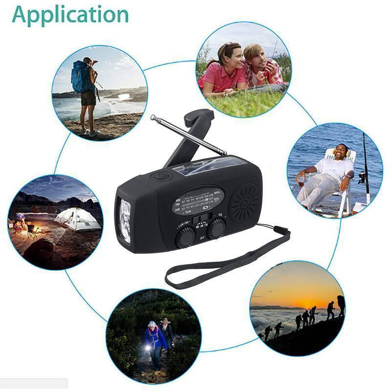 Noodradio met zwengel, zaklamp & powerbank