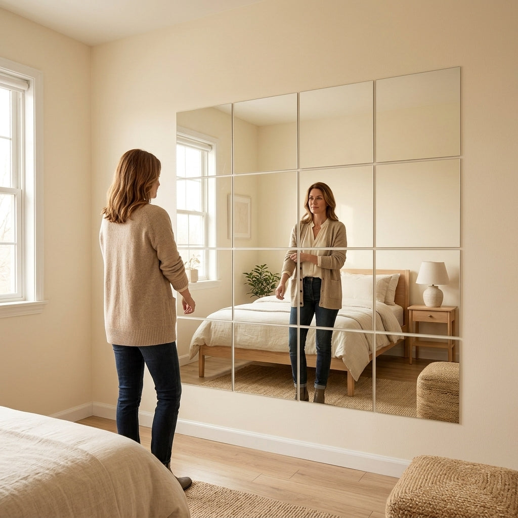 Onbreekbare spiegeltegels voor aan de muur